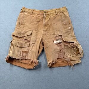 Dakota Cargo Shorts Men's 34 Brown Canvas Loose Fit Utility Heavily Thrashed